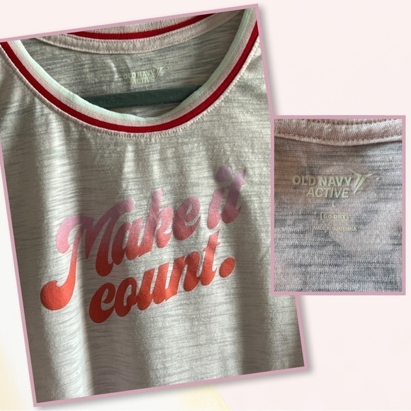 Old Navy active, size L tank. Light pink “Make it Count” graphic. - Picture 3 of 3